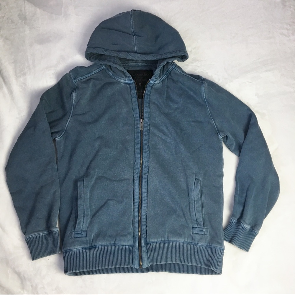 Calvin Klein Vintage Faded Blue Zip Up Hoodie